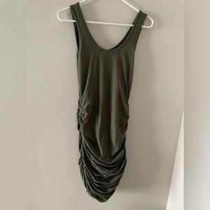 Express olive green ruched summer dress